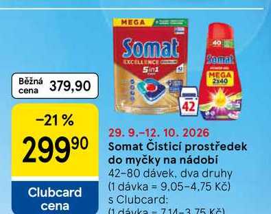 Somat Čisticí prostředek do myčky na nádobí, 42-80 dávek Tesco