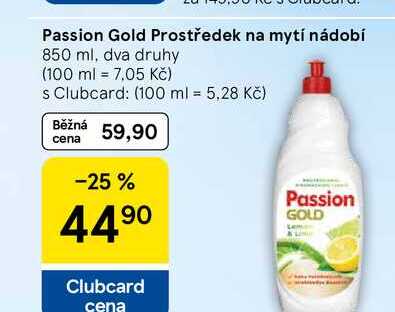 Passion Gold Prostředek na mytí nádobí, 850 ml, dva druhy Tesco