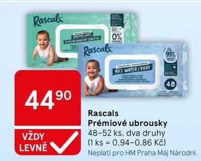 Rascals Prémiové ubrousky, 48-52 ks Tesco