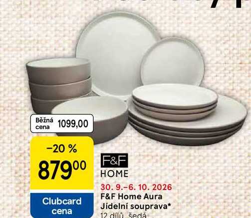 F&F Home Aura Jídelní souprava, 12 dílů šedá