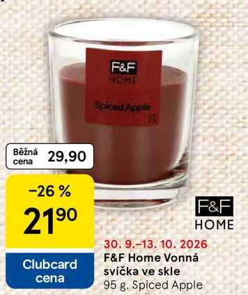 F&F Home Vonná svíčka ve skle, 95 g. Spiced Apple 