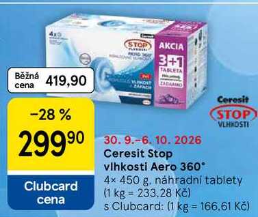 Ceresit Stop vlhkosti Aero 360°, 4× 450 g, náhradní tablety Tesco