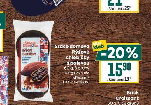 Srdce domova klub Ryžové chlebíčky s polevou 60 g