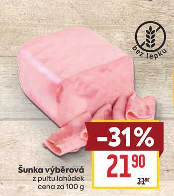 Šunka výběrová z pultu lahůdek cena za 100 g 