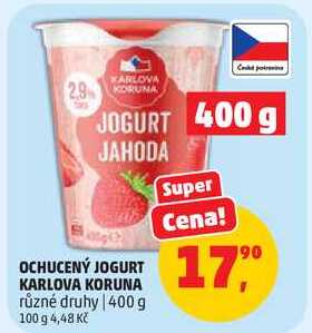 OCHUCENÝ JOGURT KARLOVA KORUNA různé druhy, 400 g