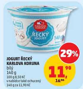 JOGURT ŘECKÝ KARLOVA KORUNA bílý, 140 g  