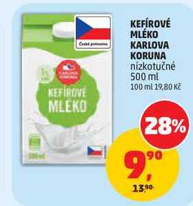 KEFÍROVÉ MLÉKO KARLOVA KORUNA nízkotučné, 500 ml