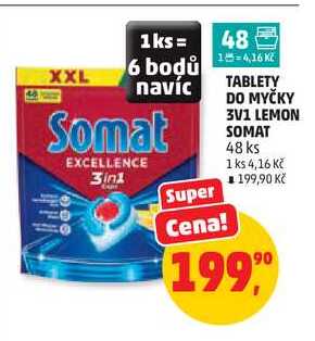 TABLETY DO MYČKY 3V1 LEMON SOMAT, 48 ks Penny Market