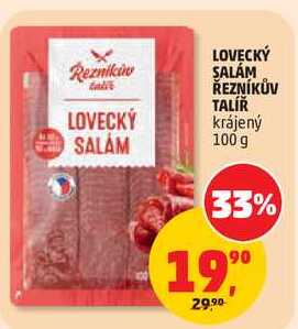 LOVECKÝ SALÁM ŘEZNÍKŮV TALÍŘ krájený, 100 g  