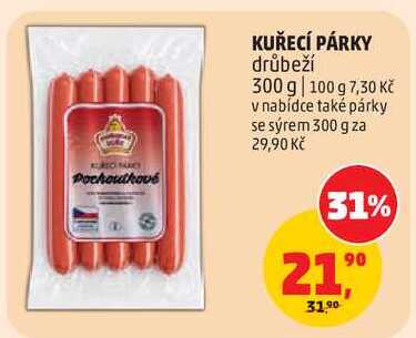 KUŘECÍ PÁRKY drůbeží, 300 g