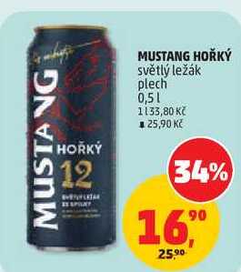 MUSTANG HOŘKÝ světlý ležák plech, 0,5 l