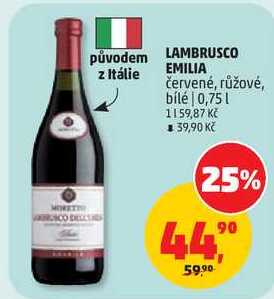 LAMBRUSCO EMILIA červené, růžové, bílé, 0,75 l