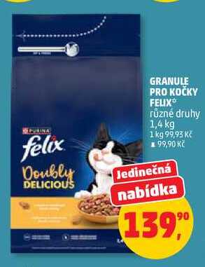 GRANULE PRO KOČKY FELIX různé druhy, 1,4 kg