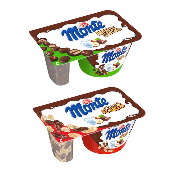 Zott Monte Mix příchutí (Waffle sticks, Choco flakes), 1ks