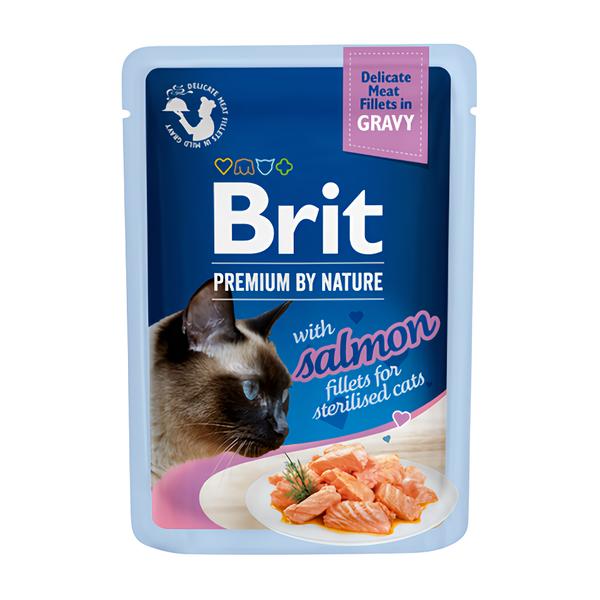 Brit Premium by Nature Filety s lososem ve šťávě pro dospělé kastrované kočky
