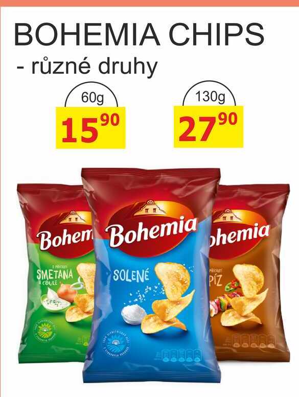 BOHEMIA CHIPS - různé druhy 60g