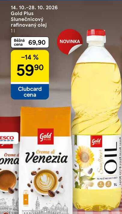 Gold Plus Slunečnicový rafinovaný olej, 1 l