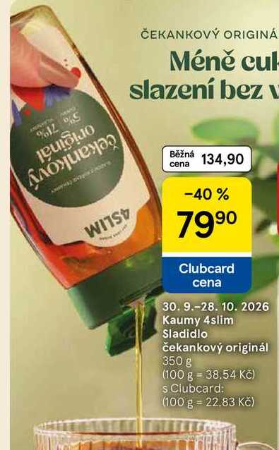 Kaumy 4slim Sladidlo čekankový originál, 350 g