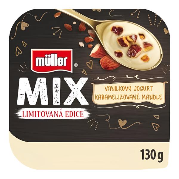 Müller MIX jogurt s vanilkovou příchutí + karamelizované mandle