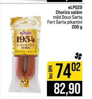 eLPOZO Chorizo salám mild Doux Sarta Fort Sarta pikantní 200 g