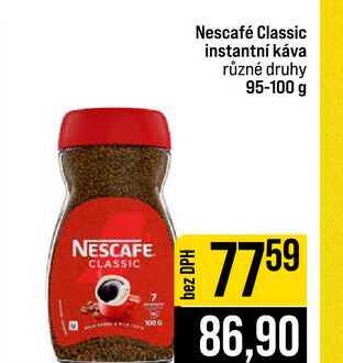 Nescafé Classic instantní káva různé druhy 95-100 g