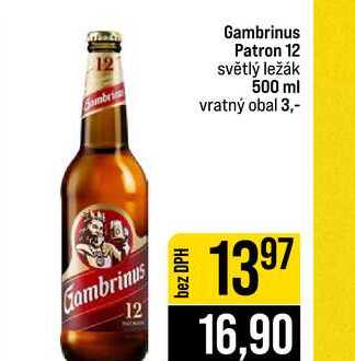 Gambrinus Patron 12 světlý ležák 500 ml