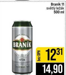 Braník 11 světlý ležák 500 ml