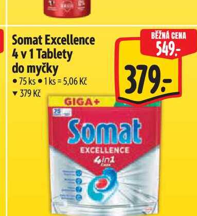 Somat Excellence 4 v 1 Tablety do myčky 75 ks Albert