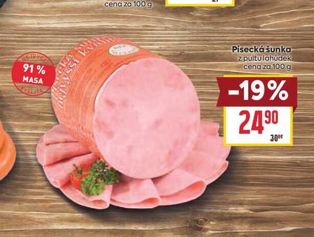 Písecká šunka z pultu lahůdek cena za 100 g