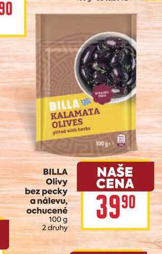 BILLA Olivy bez pecky a nálevu, ochucené 100 g 
