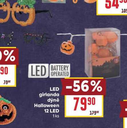 LED girlanda dýně Halloween 12 LED 1ks 