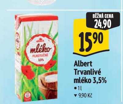 Albert Trvanlivé mléko 3,5% 1 l