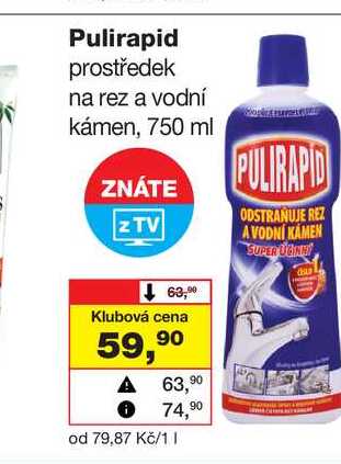 Pulirapid prostředek na rez a vodní kámen, 750 ml Barvy a laky drogerie 