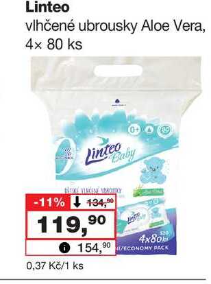 Linteo vlhčené ubrousky Aloe Vera, 4x 80 ks Barvy a laky drogerie 