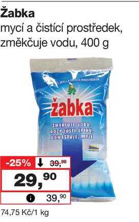 Žabka mycí a čistící prostředek, změkčuje vodu, 400 g Barvy a laky drogerie 