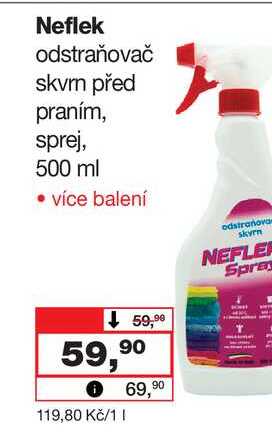 Neflek odstraňovač skvrn před praním, sprej, 500 ml Barvy a laky drogerie 