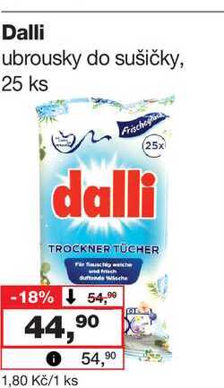 Dalli ubrousky do sušičky, 25 ks Barvy a laky drogerie 