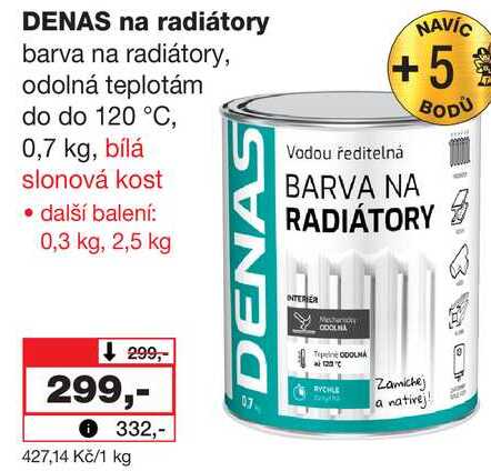 DENAS na radiátory barva na radiátory, odolná teplotám do do 120 °C, 0,7 kg