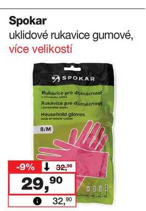 Spokar uklidové rukavice gumové, více velikostí Barvy a laky drogerie 