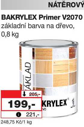 NÁTĚROVÝ BAKRYLEX Primer V2070 základní barva na dřevo, 0,8 kg Barvy a laky drogerie 