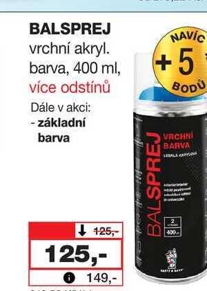 BALSPREJ vrchní akryl. barva, 400 ml