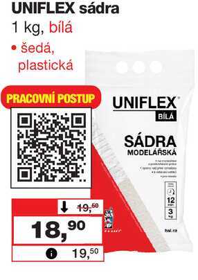 UNIFLEX sádra 1 kg, bílá Barvy a laky drogerie 