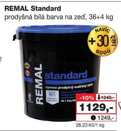 REMAL Standard prodyšná bílá barva na zeď, 36+4 kg Barvy a laky drogerie 