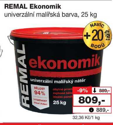 REMAL Ekonomik univerzální malířská barva, 25 kg Barvy a laky drogerie 