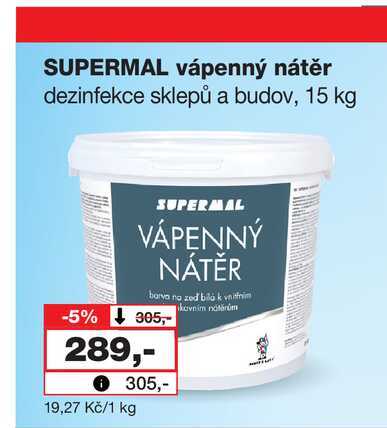 SUPERMAL vápenný nátěr dezinfekce sklepů a budov, 15 kg Barvy a laky drogerie 
