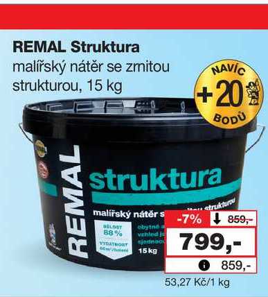 REMAL Struktura malířský nátěr se zmitou strukturou, 15 kg Barvy a laky drogerie 