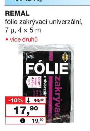 REMAL fólie zakrývací univerzální, 7μ, 4 x 5 m Barvy a laky drogerie 