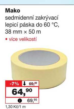 Mako sedmidenní zakrývací lepicí páska do 60 °C, 38 mm x 50 m Barvy a laky drogerie 