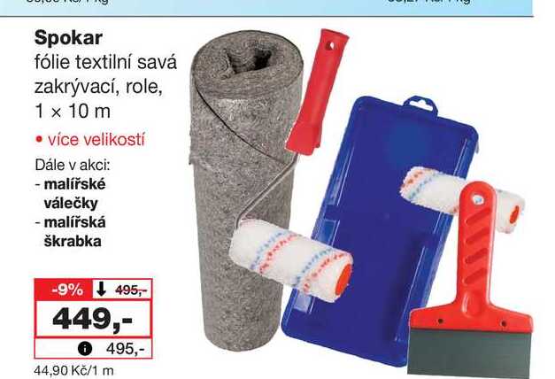 Spokar fólie textilní savá zakrývací, role, 1 x 10 m Barvy a laky drogerie 