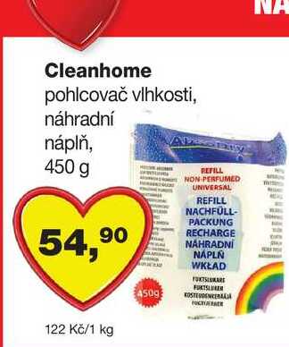 Cleanhome pohlcovač vlhkosti, náhradní náplň, 450 g Barvy a laky drogerie 